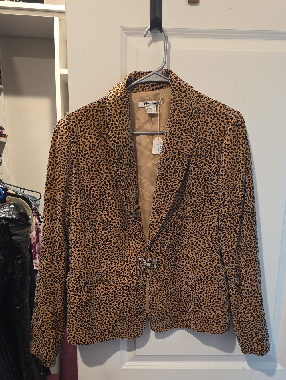 Leopard Print Blazer Jacket - Tan/Black